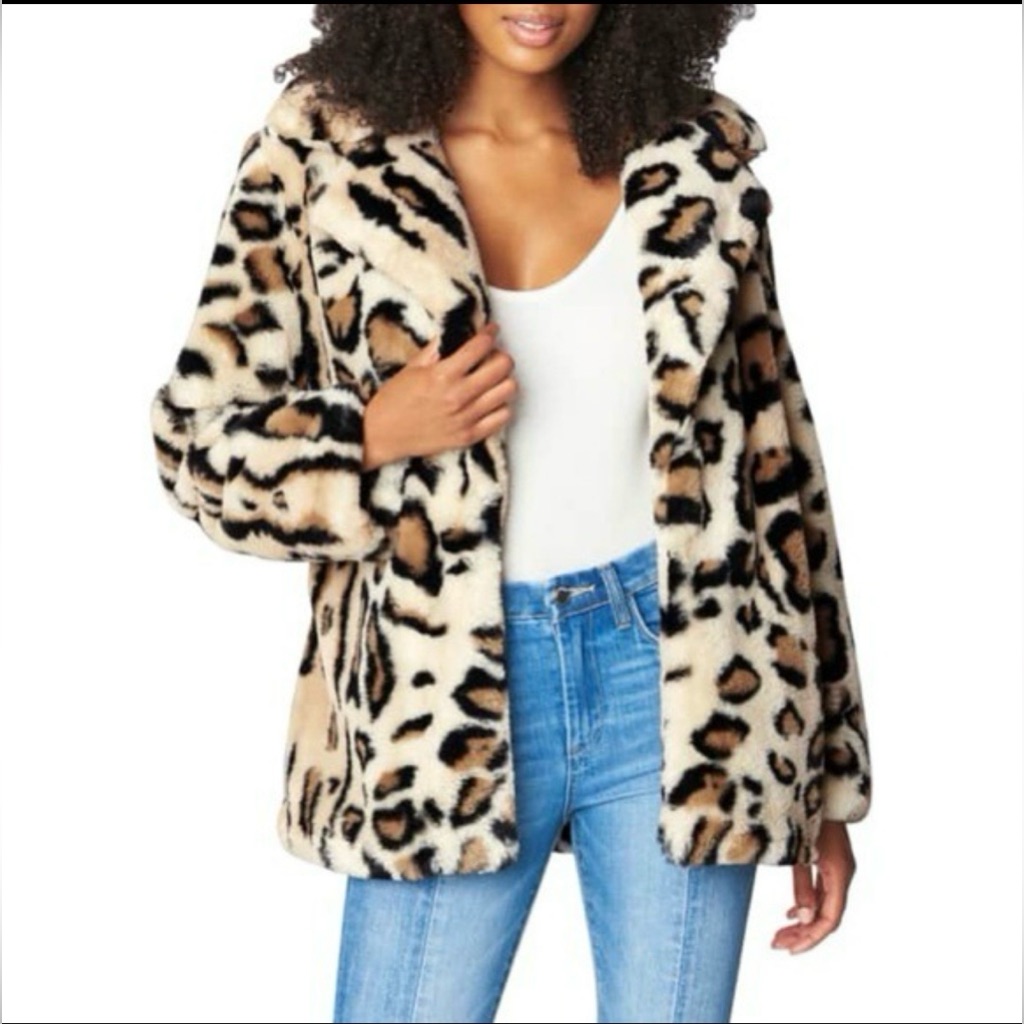 Blanknyc Leopard Print Faux Fur Coat Size Xs